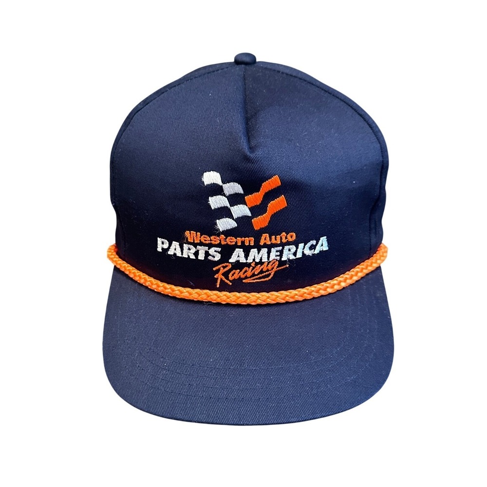Western Auto Parts America Racing Hat Snapback Men's Navy Blue Orange Rope